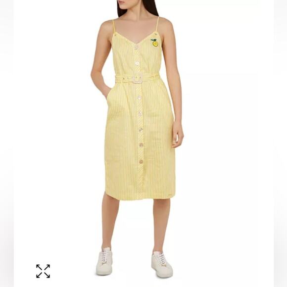 Ted Baker yellow stripe summer sundress dress 2 NEW - Picture 3 of 11